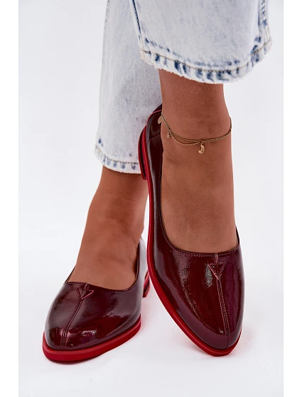 Kožené lakované baleríny model 22123170 bordó - Maciejka