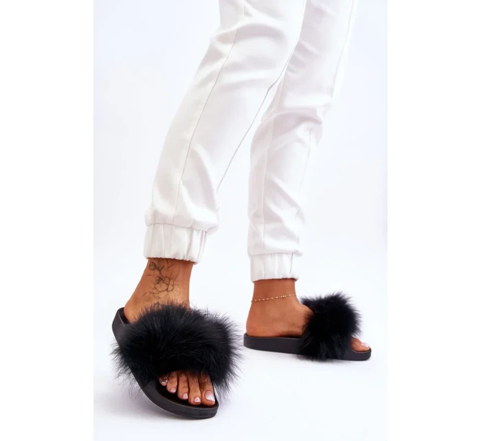 Dámské gumové pantofle s kožešinou černá Lucrece Dámské gumové pantofle s kožešinou černá Lucrece