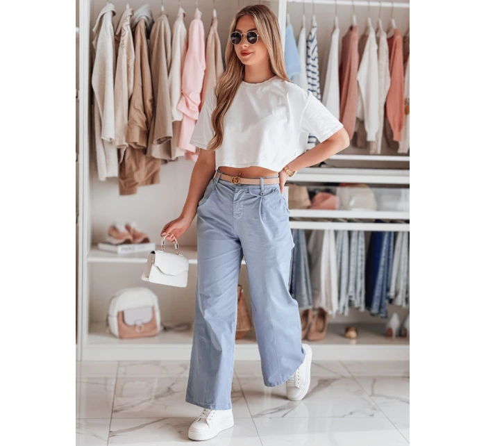 Dámské kalhoty se širokými nohavicemi MOBISKA modrá FashionStreet UY2617 Dámské kalhoty se širokými nohavicemi MOBISKA modrá FashionStreet UY2617