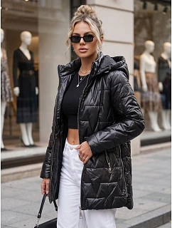 Dámská prošívaná bunda s odnímatelnou kapucí, černá, FashionStreet TY5795