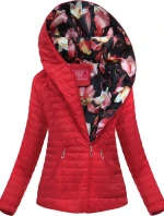 Červená bunda s asymetrickým zipem (DL015)