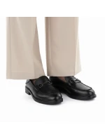 Dámské kožené polobotky mokasíny černé model 22015069 - VINCEZA