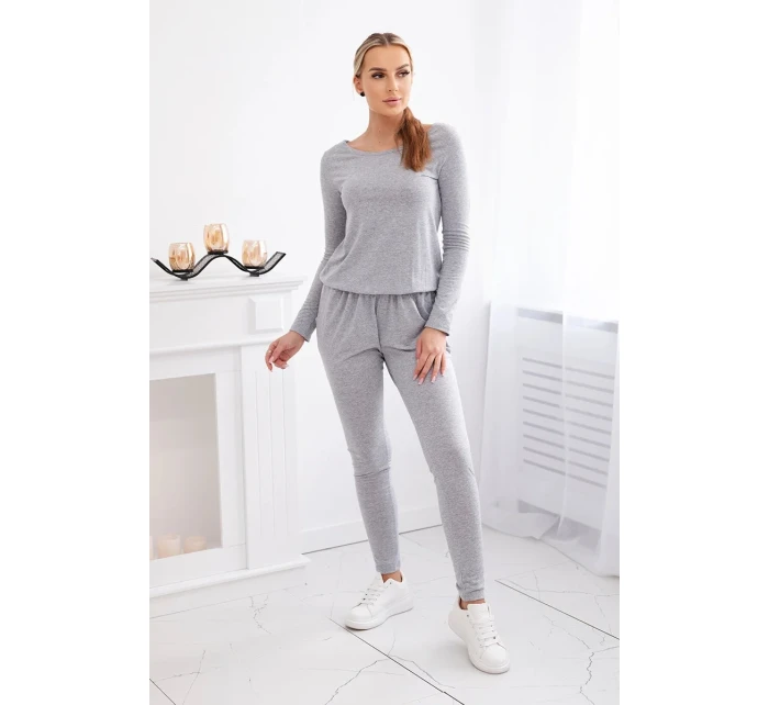 Viskózový overal do pasu šedý