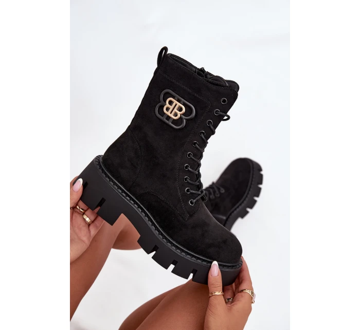 Zateplené workery dámské s ozdobou černé Melisse Zateplené workery dámské s ozdobou černé Melisse