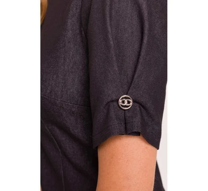 M842 Džínové šaty se záhyby - grafitové M842 Džínové šaty se záhyby - grafitové