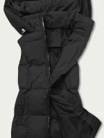 Černá péřová dámská vesta s kapucí (5M721-392)