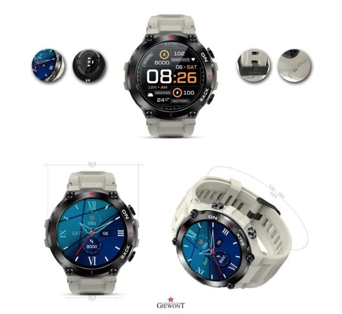 GIEWONT Pioneer GPS smartwatch GW460-3 - Světlý kámen GIEWONT Pioneer GPS smartwatch GW460-3 - Světlý kámen