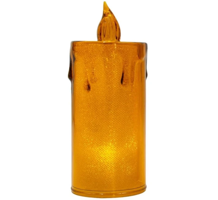 DEKORATIVNÍ SVÍČKA 12,5 CM JANTAROVÁ TEPLÁ BÍLÁ 1 LED