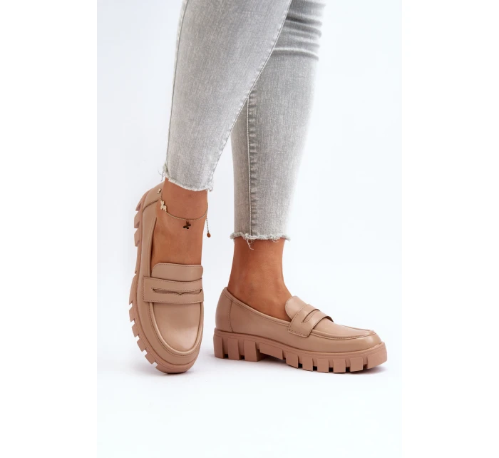 Dámské mokasíny z ekologické kůže béžové model 21649247 - VINCEZA