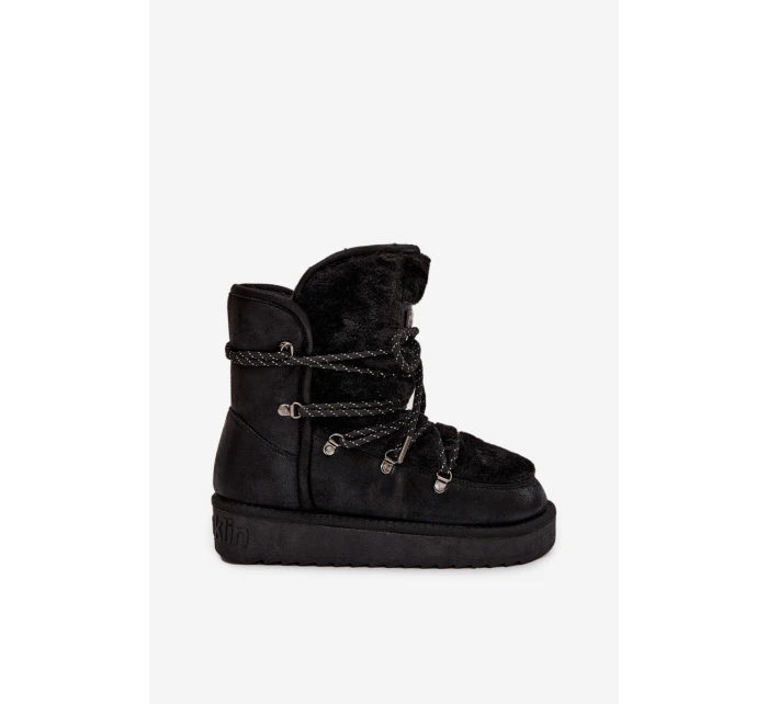 Dámské sněhule na platformě s kožešinou model 21714055 Černé - D.Franklin