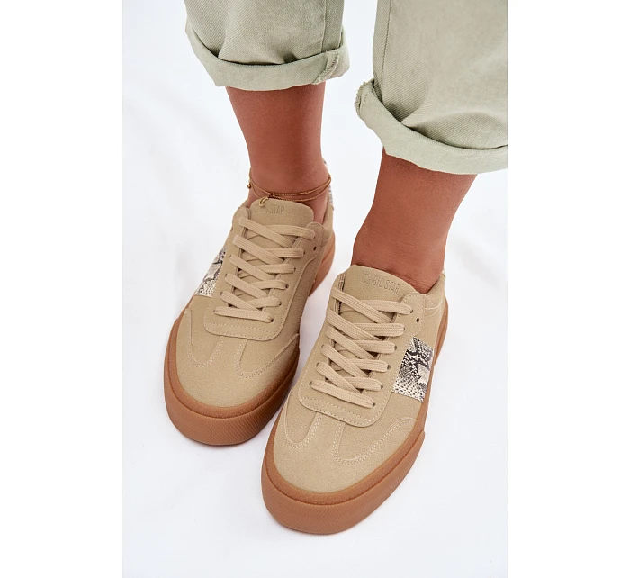 Dámské tenisky s kůží Big Star Béžové model 22042750 - Big Star Shoes