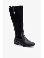 Dámské Zateplené Kozačky Pod Kolena Na Zip Černé Ivasira