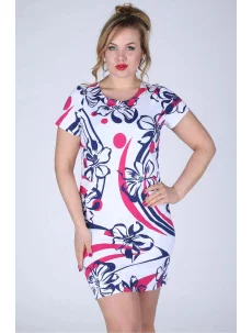 Dámské šaty i pro plnoštíhlé s květinovým vzorem bílé - Bílá - Efect