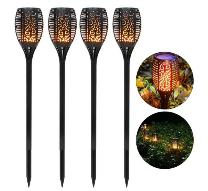 SOLÁRNÍ SVÍTILNA TANČÍCÍ PLAMENY 10X10X79CM 36 LED DIOD