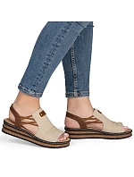 Pohodlné dámské sandály na podpatku béžové barvy Rieker 62962-60