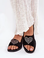 Dámské Sandály S Ozdobným Srdcem S.Barski KV27-018 Černé