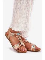 Dámské Ploché Sandály S Pásky A Ozdobou  Zlaté model 21693407 - Artiker