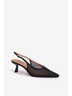 Síťové Sandály na Tenko Podpatku Černé Calora Síťové Sandály na Tenko Podpatku Černé Calora