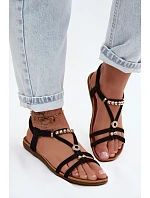 Dámské ploché sandály s pásky Černé Zelda