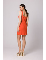 K159 Mini šaty na ramínka - korálová barva