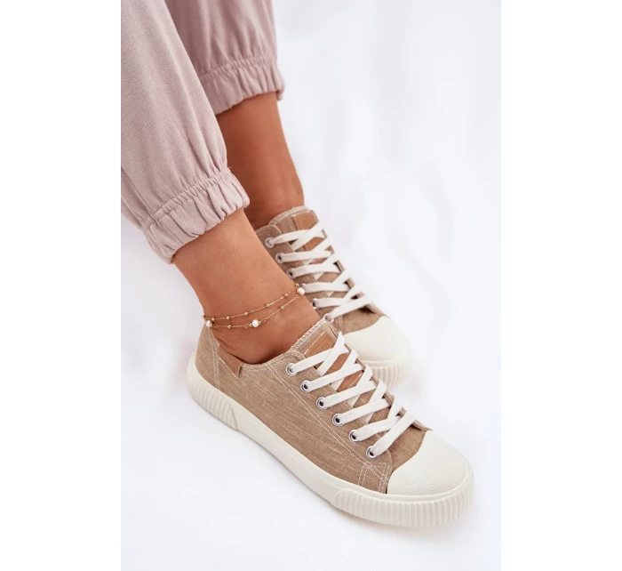 Dámské látkové tenisky Big Star – béžové Dámské látkové tenisky Big Star – béžové