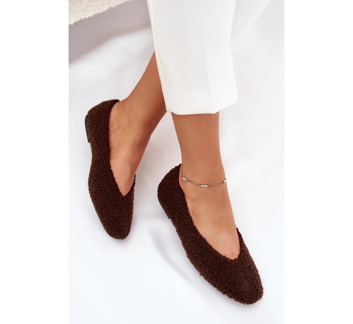 Dámské baleríny s kožíškem typu  – čokoládové model 21836918 - Kesi
