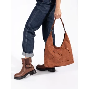 Komfortní hnědé  kotníčkové boty dámské platforma