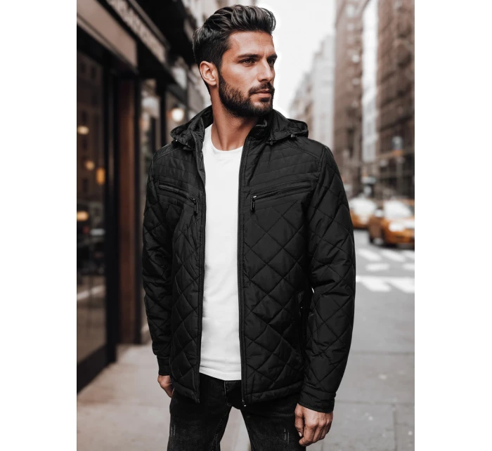 Pánská přechodná bunda s kapucí černá FashionStreet TX4991