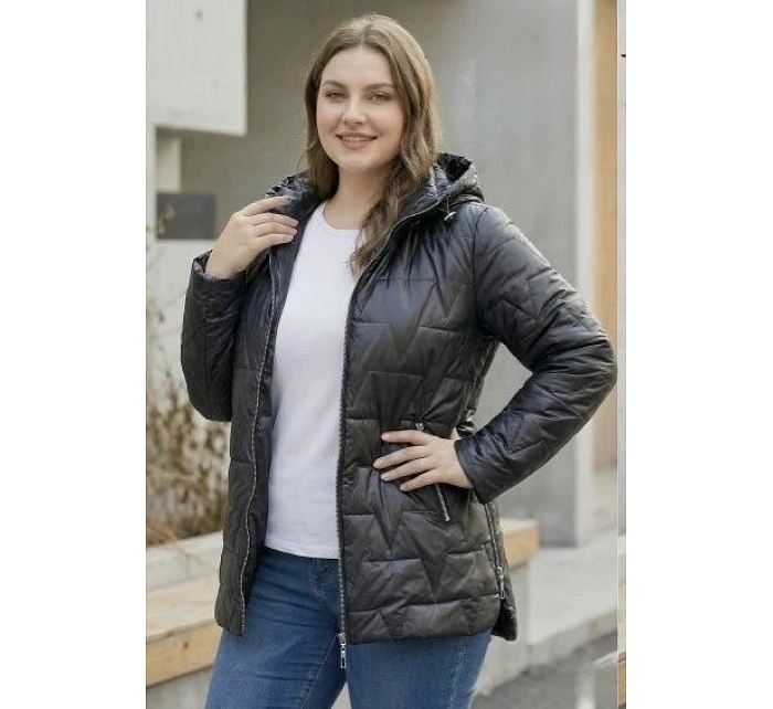 Tenká bunda s kapucí plus size Goodlookin černá (B8576-1) Tenká bunda s kapucí plus size Goodlookin černá (B8576-1)