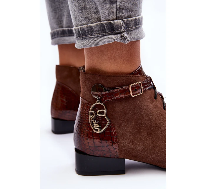 Dámské kožené kozačky model 21600512 Hnědá - Maciejka