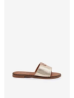 Ženské ploché pantofle s ozdobným detailem V Zlaté Nelmira