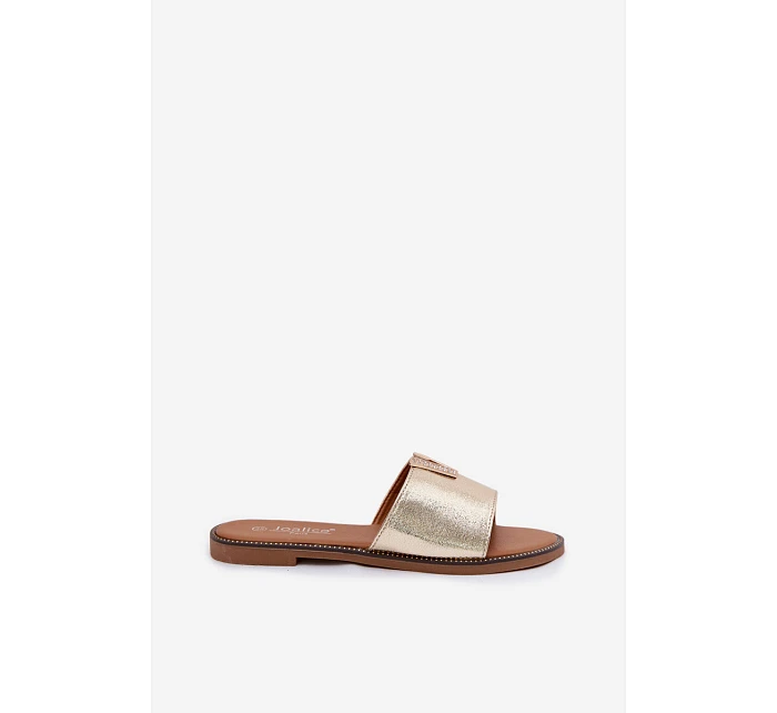 Ženské ploché pantofle s ozdobným detailem V Zlaté Nelmira