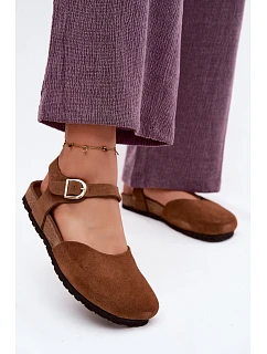 Kožené Semišové Dámské Sandály S Uzavřenými Prsty Maciejka H7365-02 Hnědé