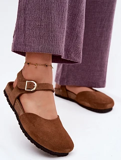 Kožené Semišové Dámské Sandály S   Hnědé model 22133459 - Maciejka