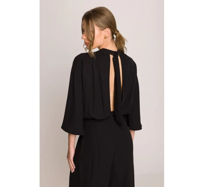Kombinéza s širokými rukávy a zády černá model 20966199 - STYLOVE