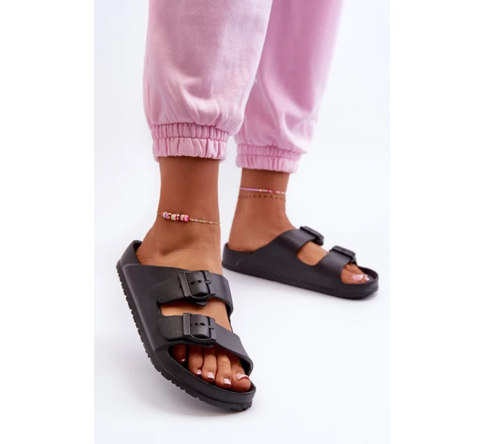 Dámské pěnové pantofle s přezkami Černá Luciene Dámské pěnové pantofle s přezkami Černá Luciene