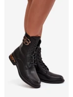 Dámské botky Artiker – černé, zateplené, s ozdobou, na nízkém podpatku Dámské botky Artiker – černé, zateplené, s ozdobou, na nízkém podpatku