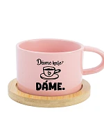 DÁME KAFE? DÁME. - růžový hrníček makronka 200 ml