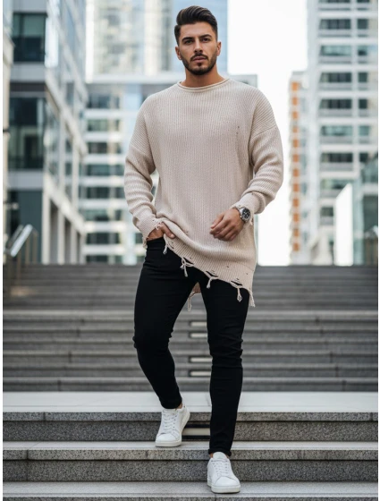 Pánský béžový svetr FashionStreet WX1965