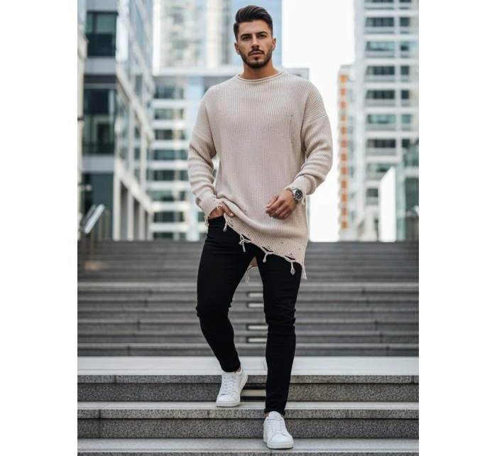 Pánský béžový svetr FashionStreet WX1965