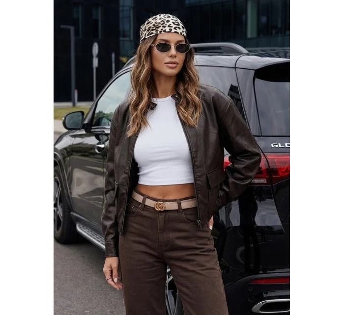 FashionStreet hnědá dámská kožená bunda ramones TY5220