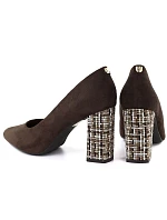 Čokoládové semišové lodičky na jehlovém podpatku Sergio model 22078955 - LEONE