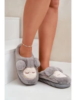 Teplé Kožené Pantofle Dámské Šedé model 21677919 - Boto Teplé Kožené Pantofle Dámské Šedé model 21677919 - Boto