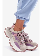 Kožené semišové dámské tenisky model 22095128 fialové - Goe