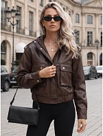 Kurtka damska skórzana z kapturem brązowa model 22341135 - FashionStreet Kurtka damska skórzana z kapturem brązowa model 22341135 - FashionStreet