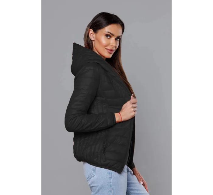 Černá dámská prošívaná bunda s kapucí model 18044793 - S'WEST