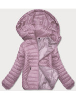 Růžová prošívaná dámská bunda s kapucí (B0124-51)