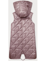 Růžová prošívaná dámská vesta s asymetrickou spodní částí model 19447207 - S'WEST