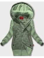 Šedozelená dámská mikino-bunda s kapucí LHD (AMG-162A)