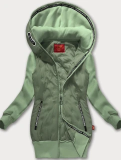 Šedozelená dámská mikino-bunda s kapucí LHD (AMG-162A)